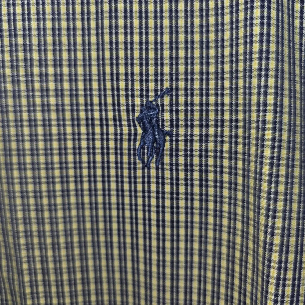 Ralph Lauren Golf Blake  Pony Micro Houndstooth Cotton Button Down Men's L Blue